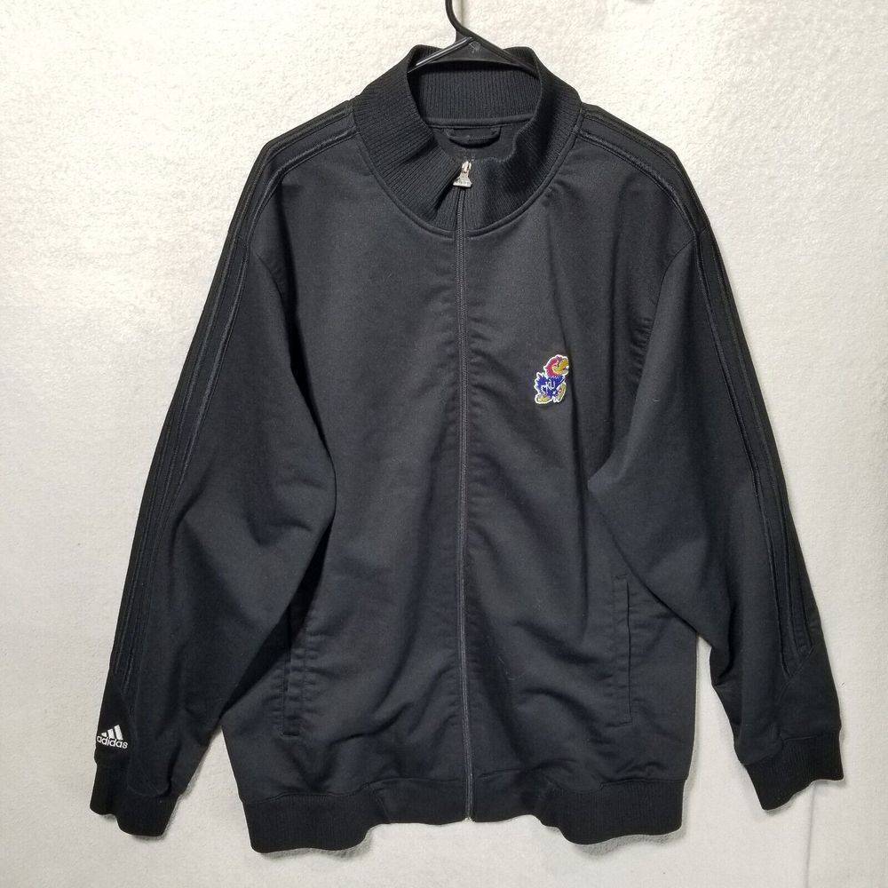 Adidas Track Jacket Men XXL Black On Black Full Zip Kentucky University SEE MEAS